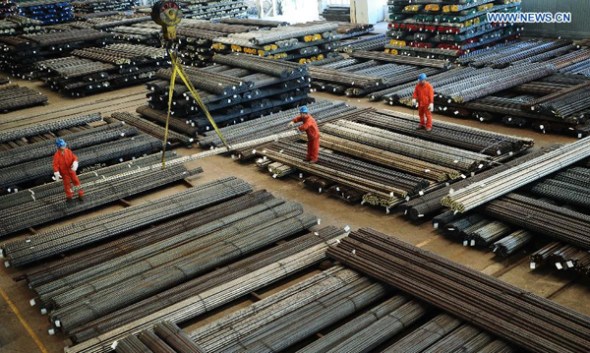 Workers are busy at a manufacture base of Dongbei Special Steel Group Co., Ltd. in Dalian, northeast China's Liaoning Province, Oct. 13, 2015. (Xinhua file photo/Liu Debin) Workers are busy at a manufacture base of Dongbei Special Steel Group Co., Ltd. in Dalian, northeast China's Liaoning Province, Oct. 13, 2015. (Xinhua file photo/Liu Debin)