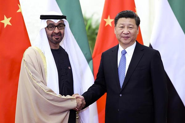 Chinese President Xi Jinping (R) meets with Sheikh Mohammed Bin Zayed Al-Nahyan, crown prince of Abu Dhabi of the United Arab Emirates, in Beijing, capital of China, Dec 14, 2015.(Photo/Xinhua) Chinese President Xi Jinping (R) meets with Sheikh Mohammed Bin Zayed Al-Nahyan, crown prince of Abu Dhabi of the United Arab Emirates, in Beijing, capital of China, Dec 14, 2015.(Photo/Xinhua)
