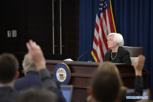 U.S. Federal Reserve Chair Janet Yellen attends a press conference in Washington D.C., the United States, Sept 17, 2015. (Photo/Xinhua) U.S. Federal Reserve Chair Janet Yellen attends a press conference in Washington D.C., the United States, Sept 17, 2015. (Photo/Xinhua)