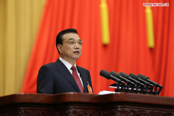 Chinese Premier Li Keqiang delivers a government work report during the opening meeting of the fourth session of the 12th National People's Congress at the Great Hall of the People in Beijing, capital of China, March 5, 2016. (Photo: Xinhua/Liu Weibing) Chinese Premier Li Keqiang delivers a government work report during the opening meeting of the fourth session of the 12th National People's Congress at the Great Hall of the People in Beijing, capital of China, March 5, 2016. (Photo: Xinhua/Liu Weibing)