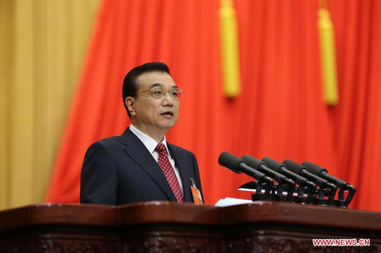 Chinese Premier Li Keqiang delivers a government work report during the opening meeting of the fourth session of the 12th National People's Congress at the Great Hall of the People in Beijing, capital of China, March 5, 2016. (Photo: Xinhua/Liu Weibing) Chinese Premier Li Keqiang delivers a government work report during the opening meeting of the fourth session of the 12th National People's Congress at the Great Hall of the People in Beijing, capital of China, March 5, 2016. (Photo: Xinhua/Liu Weibing)