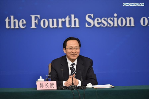 Chinese Minister of Agriculture Han Changfu gives a press conference on the sidelines of the fourth session of China's 12th National People's Congress in Beijing, capital of China, March 7, 2016. (Xinhua/Li Xin) Chinese Minister of Agriculture Han Changfu gives a press conference on the sidelines of the fourth session of China's 12th National People's Congress in Beijing, capital of China, March 7, 2016. (Xinhua/Li Xin)
