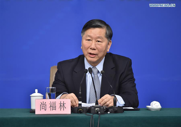 Chairman of the China Banking Regulatory Commission Shang Fulin answers questions at a press conference on the sidelines of the fourth session of the 12th National People's Congress in Beijing, capital of China, March 12, 2016. (Xinhua/Li Xin) Chairman of the China Banking Regulatory Commission Shang Fulin answers questions at a press conference on the sidelines of the fourth session of the 12th National People's Congress in Beijing, capital of China, March 12, 2016. (Xinhua/Li Xin)