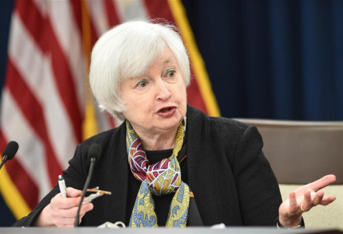 U.S. Federal Reserve Chair Janet Yellen speaks during a news conference in Washington D.C., capital of the United States, March 16, 2016. The U.S. Federal Reserve on Wednesday kept its benchmark short-term interest rates unchanged as widely expected, noting that global economic and financial developments continue to pose risks to the U.S. economy. (Xinhua/Bao Dandan) U.S. Federal Reserve Chair Janet Yellen speaks during a news conference in Washington D.C., capital of the United States, March 16, 2016. The U.S. Federal Reserve on Wednesday kept its benchmark short-term interest rates unchanged as widely expected, noting that global economic and financial developments continue to pose risks to the U.S. economy. (Xinhua/Bao Dandan)
