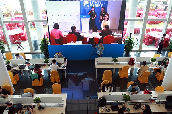 The new media center for Boao Forum for Asia starts operation on Tuesday. (Photo/China Daily) The new media center for Boao Forum for Asia starts operation on Tuesday. (Photo/China Daily)