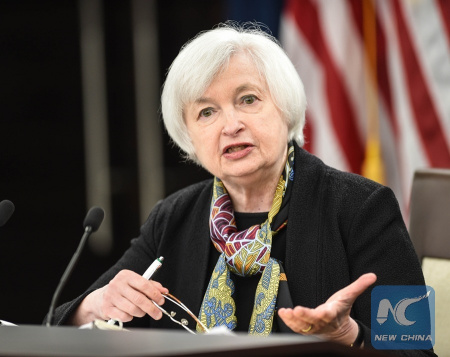 U.S. Federal Reserve Chair Janet Yellen speaks during a news conference in Washington D.C., capital of the United States, March 16, 2016. (Xinhua/Bao Dandan) U.S. Federal Reserve Chair Janet Yellen speaks during a news conference in Washington D.C., capital of the United States, March 16, 2016. (Xinhua/Bao Dandan)