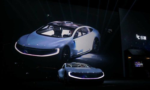 Letv's first driverless electric car LeSEE debuts in Beijing on Wednesday. (Photo/Courtesy of Letv) Letv's first driverless electric car LeSEE debuts in Beijing on Wednesday. (Photo/Courtesy of Letv)