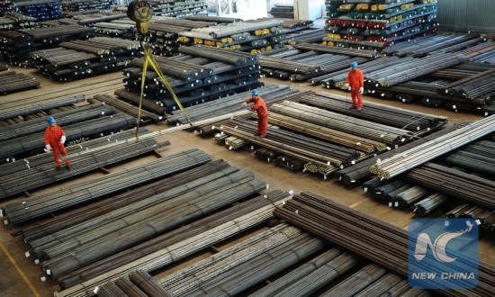 Workers are busy at a manufacture base of Dongbei Special Steel Group Co., Ltd. in Dalian, northeast China's Liaoning Province, Oct. 13, 2015. (Photo: Xinhua/Liu Debin) Workers are busy at a manufacture base of Dongbei Special Steel Group Co., Ltd. in Dalian, northeast China's Liaoning Province, Oct. 13, 2015. (Photo: Xinhua/Liu Debin)