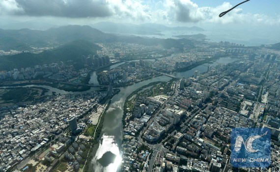 Photo taken on Setp. 25, 2015 shows the downtown area of Sanya City, south China's Hainan Province. (File photo: Xinhua/Zhao Yingquan)