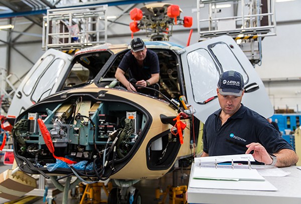 A helicopter assembly line of Airbus Helicopters in France. (Photo provided to China Daily) A helicopter assembly line of Airbus Helicopters in France. (Photo provided to China Daily)