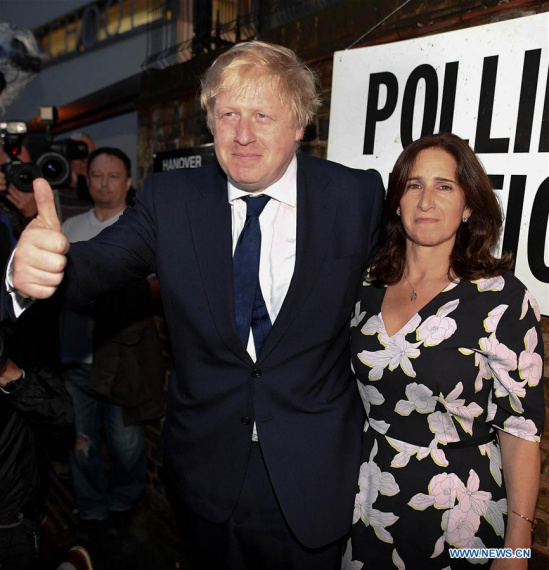The Former Mayor of London Boris Johnson (L) and his wife Marina vote for the EU Referendum in central London, Britain, on June 23, 2016. (Xinhua/Str) The Former Mayor of London Boris Johnson (L) and his wife Marina vote for the EU Referendum in central London, Britain, on June 23, 2016. (Xinhua/Str)
