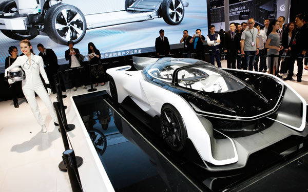 A new-energy car developed by LeEco on display at an auto show in Beijing in April, 2016.(Photo/China Daily) A new-energy car developed by LeEco on display at an auto show in Beijing in April, 2016.(Photo/China Daily)