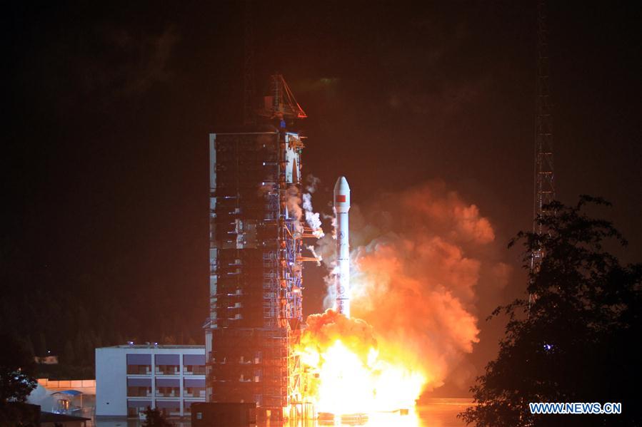 Photo taken on Aug. 6, 2016 shows the Tiantong-01 satellite is launched with the Long March-3B carrier rocket at southwestern China's Xichang Satellite Launch Center. The Tiantong-01 satellite is the first satellite of China's home-made satellite mobile telecom system, and a key part of the country's space information infrastructure.(Xinhua/Du Cai) Photo taken on Aug. 6, 2016 shows the Tiantong-01 satellite is launched with the Long March-3B carrier rocket at southwestern China's Xichang Satellite Launch Center. The Tiantong-01 satellite is the first satellite of China's home-made satellite mobile telecom system, and a key part of the country's space information infrastructure.(Xinhua/Du Cai)