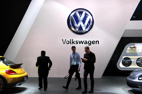 Volkswagen's stand at the Detroit auto show in January. (Li Fusheng / China Daily) Volkswagen's stand at the Detroit auto show in January. (Li Fusheng / China Daily)