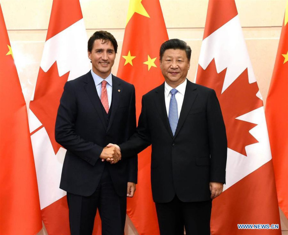 Chinese President Xi Jinping (R) meets with Canadian Prime Minister Justin Trudeau in Beijing, capital of China, Aug. 31, 2016. (Photo: Xinhua/Rao Aimin) Chinese President Xi Jinping (R) meets with Canadian Prime Minister Justin Trudeau in Beijing, capital of China, Aug. 31, 2016. (Photo: Xinhua/Rao Aimin)