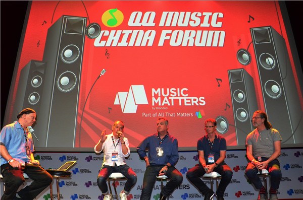 Andy Ng (second from left), general manager of QQ Music, speaks at the recent forum. (Photo provided to China Daily) Andy Ng (second from left), general manager of QQ Music, speaks at the recent forum. (Photo provided to China Daily)