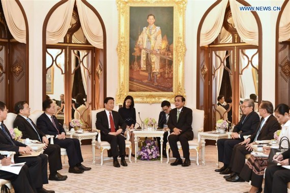 Thai Prime Minister Prayut Chan-o-cha(4th R) meets with Chinese Vice President Li Yuanchao(4th L) in Bangkok, Thailand on Oct. 9, 2016. (Photo: Xinhua/Li Mangmang) Thai Prime Minister Prayut Chan-o-cha(4th R) meets with Chinese Vice President Li Yuanchao(4th L) in Bangkok, Thailand on Oct. 9, 2016. (Photo: Xinhua/Li Mangmang)