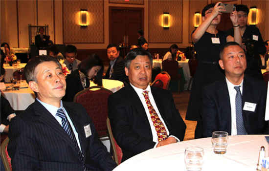 From left, Li Shaolin, president ofthe Houston chapter of China General Chamber of Commerce USA, Consul General of China in Houston Li Qiangmin, and China Telecom Americas Vice- President Zhao Hui attend CTA's Texas office ceremony in Houston on Oct 20. (MAY ZHOU / CHINA DAILY) From left, Li Shaolin, president ofthe Houston chapter of China General Chamber of Commerce USA, Consul General of China in Houston Li Qiangmin, and China Telecom Americas Vice- President Zhao Hui attend CTA's Texas office ceremony in Houston on Oct 20. (MAY ZHOU / CHINA DAILY)