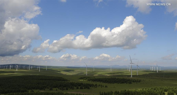 Aerial photo taken on Aug. 21, 2016 shows a wind power station in Weichang County of Chengde City, north China's Hebei Province. (Photo/Xinhua) Aerial photo taken on Aug. 21, 2016 shows a wind power station in Weichang County of Chengde City, north China's Hebei Province. (Photo/Xinhua)
