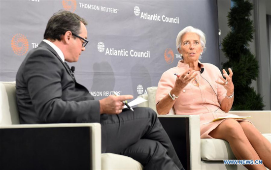International Monetary Fund (IMF) Managing Director Christine Lagarde (R) speaks on 'The Power of Transparency to Increase Economic Resilience' at Atlantic Council in Washington D.C., the United States, Feb. 8, 2017. (Xinhua/Bao Dandan) International Monetary Fund (IMF) Managing Director Christine Lagarde (R) speaks on 'The Power of Transparency to Increase Economic Resilience' at Atlantic Council in Washington D.C., the United States, Feb. 8, 2017. (Xinhua/Bao Dandan)