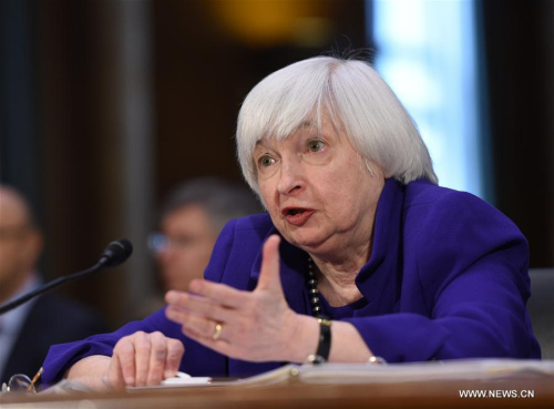 U.S. Federal Reserve chairwoman Janet Yellen testifies before the Senate Banking, Housing and Urban Affairs Committee on the Semiannual Monetary Policy Report to the Congress, at Capitol Hill in Washington D.C., the United States, Feb. 14, 2017. (Xinhua/Bao Dandan) U.S. Federal Reserve chairwoman Janet Yellen testifies before the Senate Banking, Housing and Urban Affairs Committee on the Semiannual Monetary Policy Report to the Congress, at Capitol Hill in Washington D.C., the United States, Feb. 14, 2017. (Xinhua/Bao Dandan)