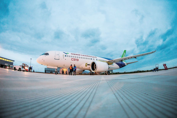A C919 aircraft, the first Chinese-made large passenger plane, has entered the preparation phase for its maiden flight. (Photo/COMAC) A C919 aircraft, the first Chinese-made large passenger plane, has entered the preparation phase for its maiden flight. (Photo/COMAC)