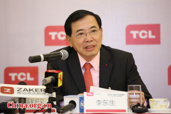 Li Dongsheng, a deputy to the National People's Congress (NPC) and president of TCL, China's leading consumer electronics enterprise. (Photo provided to China.org.cn) Li Dongsheng, a deputy to the National People's Congress (NPC) and president of TCL, China's leading consumer electronics enterprise. (Photo provided to China.org.cn)
