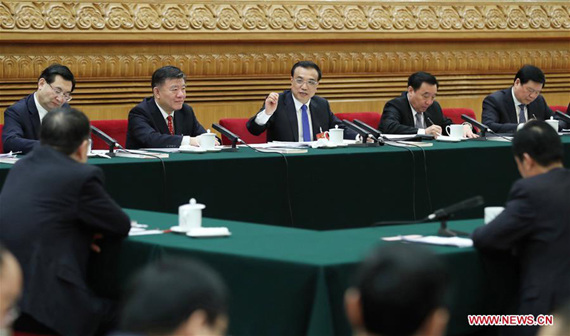 Chinese Premier Li Keqiang joins a panel discussion with deputies to the 12th National People's Congress (NPC) from Shaanxi Province at the annual session of the NPC in Beijing, capital of China, March 9, 2017. (Xinhua/Xie Huanchi) Chinese Premier Li Keqiang joins a panel discussion with deputies to the 12th National People's Congress (NPC) from Shaanxi Province at the annual session of the NPC in Beijing, capital of China, March 9, 2017. (Xinhua/Xie Huanchi)