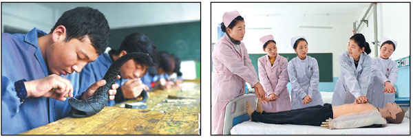 Vocational education has been improving with government support in Qinghai province. Young people receive training at an art school and a nursing school. Xinhua Vocational education has been improving with government support in Qinghai province. Young people receive training at an art school and a nursing school. Xinhua