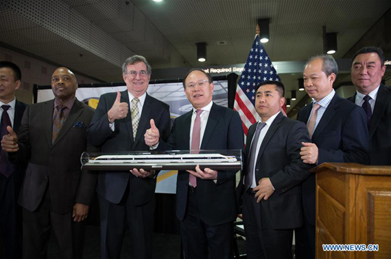 China Railway Rolling Stock Corporation (CRRC)President Xi Guohua (4th R) attends the signing ceremony in Los Angeles, the United States, April 12, 2017. LA Metro on Wednesday signed a 647 million-U.S.-dollar contract to purchase 282 rail cars from CRRC. (Xinhua/Yang Lei) China Railway Rolling Stock Corporation (CRRC)President Xi Guohua (4th R) attends the signing ceremony in Los Angeles, the United States, April 12, 2017. LA Metro on Wednesday signed a 647 million-U.S.-dollar contract to purchase 282 rail cars from CRRC. (Xinhua/Yang Lei)