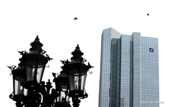 Photo taken on May 3, 2017 in Frankfurt, Germany shows the tower of the Deutsche Bank. (Xinhua/Luo Huanhuan) Photo taken on May 3, 2017 in Frankfurt, Germany shows the tower of the Deutsche Bank. (Xinhua/Luo Huanhuan)