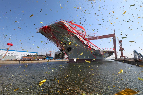 China officially launches its second - and the first domestically developed - aircraft carrier on April 26, 2017, in Dalian, Liaoning province. (Photo/Xinhua) China officially launches its second - and the first domestically developed - aircraft carrier on April 26, 2017, in Dalian, Liaoning province. (Photo/Xinhua)