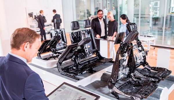 Customers visit Brose's power seat platform in its new headquarters in Anting town, Jiading district of Shanghai. PROVIDED TO CHINA DAILY Customers visit Brose's power seat platform in its new headquarters in Anting town, Jiading district of Shanghai. PROVIDED TO CHINA DAILY