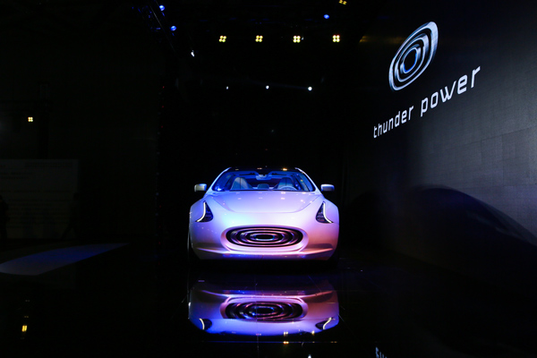 Thunder Power shows its prototype sedan on May 23 in Beijing. (Photo provided to chinadaily.com.cn) Thunder Power shows its prototype sedan on May 23 in Beijing. (Photo provided to chinadaily.com.cn)