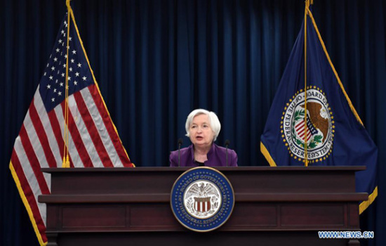 U.S. Federal Reserve Chair Janet Yellen speaks during a news conference in Washington D.C., capital of the United States, on June 14, 2017. U.S. Federal Reserve on Wednesday raised the benchmark interest rates for the fourth time since December 2015, and unveiled plans to start trimming its balance sheet. (Xinhua/Yin Bogu) U.S. Federal Reserve Chair Janet Yellen speaks during a news conference in Washington D.C., capital of the United States, on June 14, 2017. U.S. Federal Reserve on Wednesday raised the benchmark interest rates for the fourth time since December 2015, and unveiled plans to start trimming its balance sheet. (Xinhua/Yin Bogu)