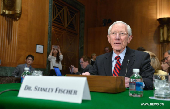 File photo taken on March 13, 2014 shows Stanley Fischer at a Senate Banking, Housing and Urban Affairs Committee hearing on the confirmation of him to be the vice chairman of the Federal Reserve, on Capitol Hill in Washington D.C., the United States. (Xinhua/Yin Bogu) File photo taken on March 13, 2014 shows Stanley Fischer at a Senate Banking, Housing and Urban Affairs Committee hearing on the confirmation of him to be the vice chairman of the Federal Reserve, on Capitol Hill in Washington D.C., the United States. (Xinhua/Yin Bogu)