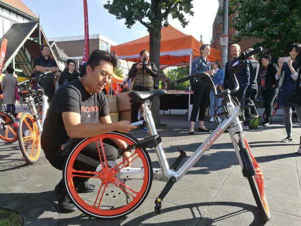 Chinese bike share firm Mobike launches in London on Sept 12, (Photo/chinadaily.com.cn) Chinese bike share firm Mobike launches in London on Sept 12, (Photo/chinadaily.com.cn)