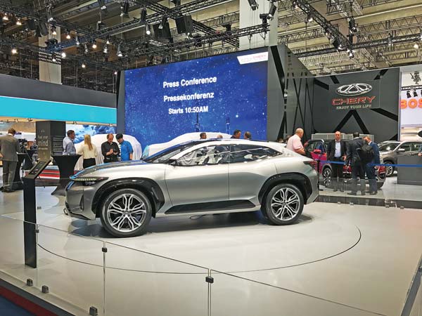 Chery Auto's showroom opens to public during press day at Frankfurt Motor Show on Tuesday. (Photo/China Daily)