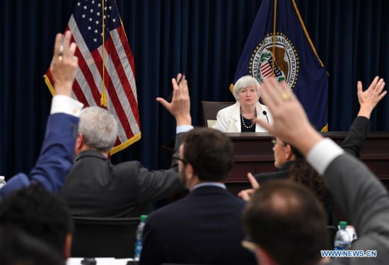 U.S. Federal Reserve Chair Janet Yellen attends a news conference in Washington D.C., capital of the United States, on Sept. 20, 2017. (Xinhua/Yin Bogu) U.S. Federal Reserve Chair Janet Yellen attends a news conference in Washington D.C., capital of the United States, on Sept. 20, 2017. (Xinhua/Yin Bogu)