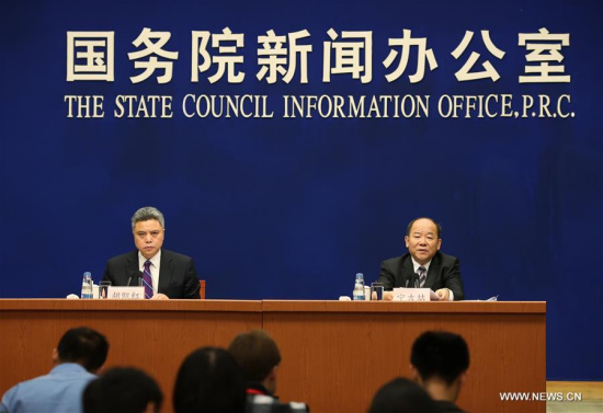 Ning Jizhe (R), head of the National Bureau of Statistics, speaks at the press conference held by the State Council Information Office in Beijing, capital of China, Oct. 10, 2017. (Xinhua/Cai Yang) Ning Jizhe (R), head of the National Bureau of Statistics, speaks at the press conference held by the State Council Information Office in Beijing, capital of China, Oct. 10, 2017. (Xinhua/Cai Yang)