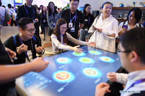 Visitors try self-ordering service at a restaurant of the future booth on The Computing Conference 2017 in Hangzhou, capital of east China's Zhejiang Province, Oct. 11, 2017. The four-day conference kicked off here on Wednesday, attracting guests from 67 countries and regions. (Xinhua/Huang Zongzhi) Visitors try self-ordering service at a restaurant of the future booth on The Computing Conference 2017 in Hangzhou, capital of east China's Zhejiang Province, Oct. 11, 2017. The four-day conference kicked off here on Wednesday, attracting guests from 67 countries and regions. (Xinhua/Huang Zongzhi)