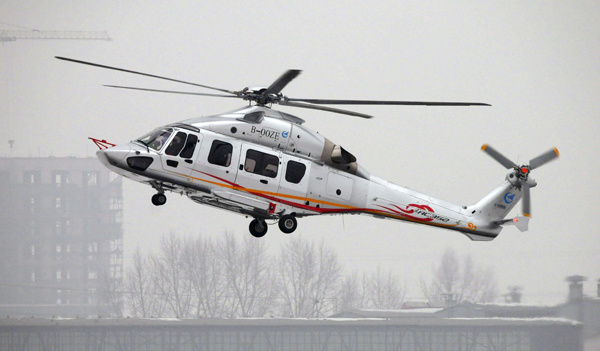The AC352 helicopter, jointly developed by Airbus and the State-owned Aviation Industry Corporation of China, fills a gap in the Chinese market for advanced medium-sized aircraft. (Photo by Liu Yang/For China Daily) The AC352 helicopter, jointly developed by Airbus and the State-owned Aviation Industry Corporation of China, fills a gap in the Chinese market for advanced medium-sized aircraft. (Photo by Liu Yang/For China Daily)