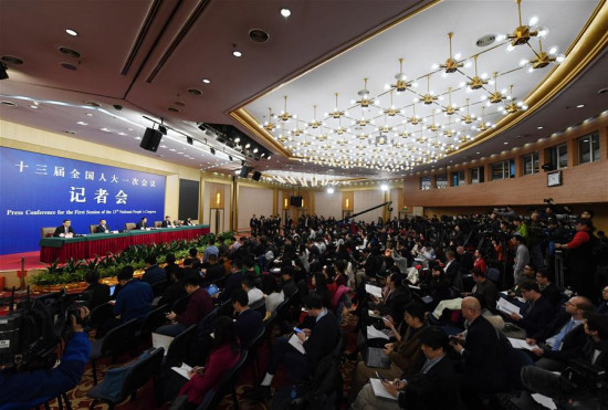 A press conference on reform of fiscal and taxation system and financial work is held during the first session of the 13th National People's Congress in Beijing, capital of China, March 7, 2018. (Xinhua/Shen Hong) A press conference on reform of fiscal and taxation system and financial work is held during the first session of the 13th National People's Congress in Beijing, capital of China, March 7, 2018. (Xinhua/Shen Hong)