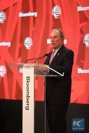 Michael Bloomberg, founder of Bloomberg L.P., speaks at the 2018 International Finance and Infrastructure Cooperation Forum in New York, the United States, on April 18, 2018. (Xinhua/Zhou Saang) Michael Bloomberg, founder of Bloomberg L.P., speaks at the 2018 International Finance and Infrastructure Cooperation Forum in New York, the United States, on April 18, 2018. (Xinhua/Zhou Saang)