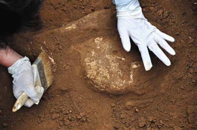 A researcher excavates part of remains of Chinese WWII soldiers buried in Myanmar. (Photo/Beijing Times) A researcher excavates part of remains of Chinese WWII soldiers buried in Myanmar. (Photo/Beijing Times)