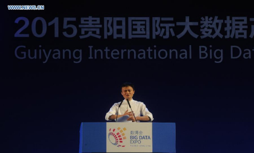 Jack Ma, Chairman of the Board of Alibaba Group, delivers a speech at Global Big Data Era Guiyang Summit during the Guiyang International Big Data Expo 2015 in Guiyang, capital of southwest China's Guizhou Province, May 26, 2015. (Xinhua/Ou Dongqu) Jack Ma, Chairman of the Board of Alibaba Group, delivers a speech at Global Big Data Era Guiyang Summit during the Guiyang International Big Data Expo 2015 in Guiyang, capital of southwest China's Guizhou Province, May 26, 2015. (Xinhua/Ou Dongqu)