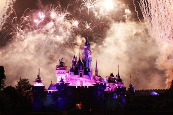 Fireworks at a Disneyland. Fireworks at a Disneyland.