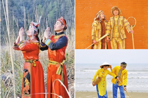 Young couple Ji Yuting and He Tao are dressed in different ethnic costumes. (Photo/Dahe Daily) Young couple Ji Yuting and He Tao are dressed in different ethnic costumes. (Photo/Dahe Daily)
