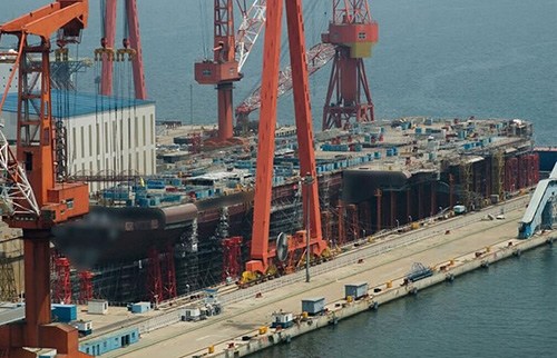 Construction photo of the Chinese made aircraft carrier. (Photo from the Internet) Construction photo of the Chinese made aircraft carrier. (Photo from the Internet)