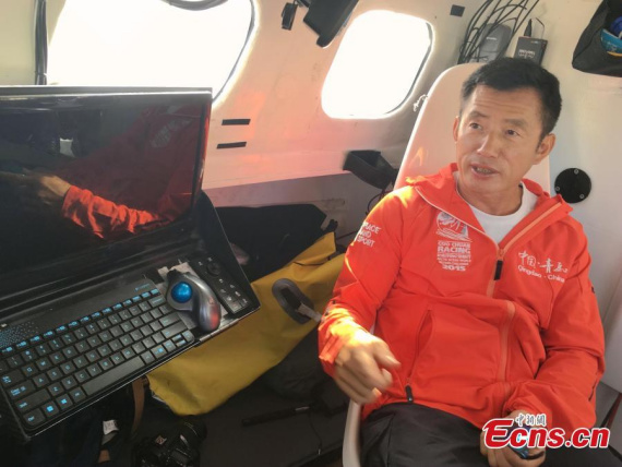 Chinese mariner Guo Chuan sits down for an interview in his trimaran in San Francisco, U.S. on Oct 17, 2016. (Photo: China News Servcie/ Liu Dan) Chinese mariner Guo Chuan sits down for an interview in his trimaran in San Francisco, U.S. on Oct 17, 2016. (Photo: China News Servcie/ Liu Dan)